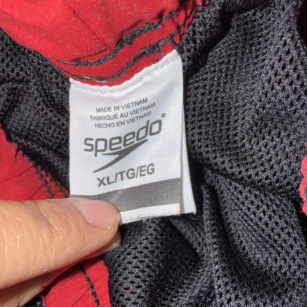 Speedo‎ Men's Large XL Swim Sport Trunks Shorts Black Drawstring Lined Pockets